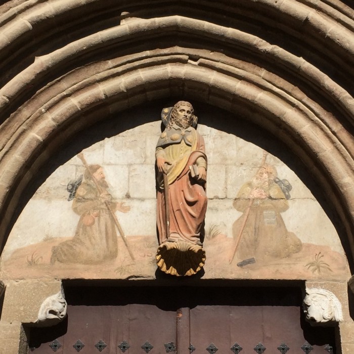 Das Sant Jago Portal an der Kirche des Hl. Jakob in Sangüesa. Durch diese Pforte betraten die Pilger das Kircheninnere.